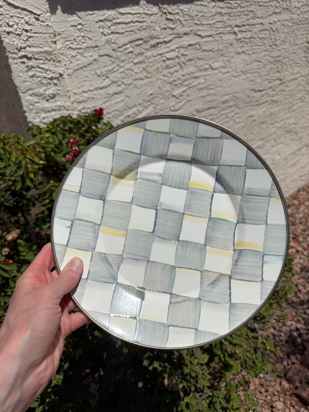 Mackenzie Childs Sterling Check Dinner Plate